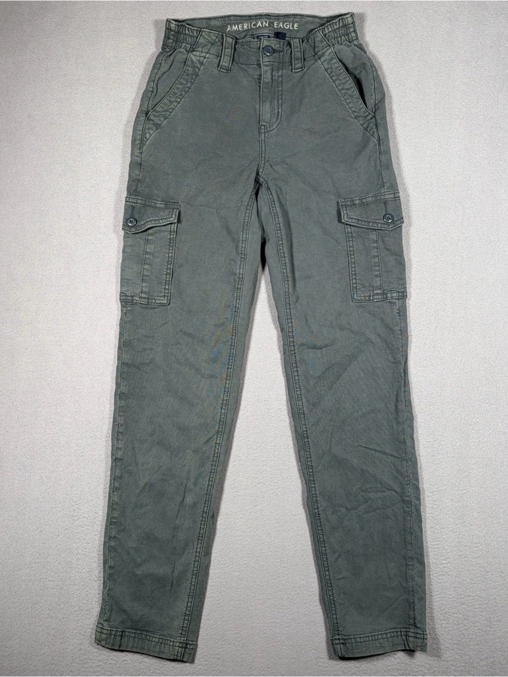 American Eagle Outfitters Womens 00 25x29 Green Cargo Pants Stretch Military